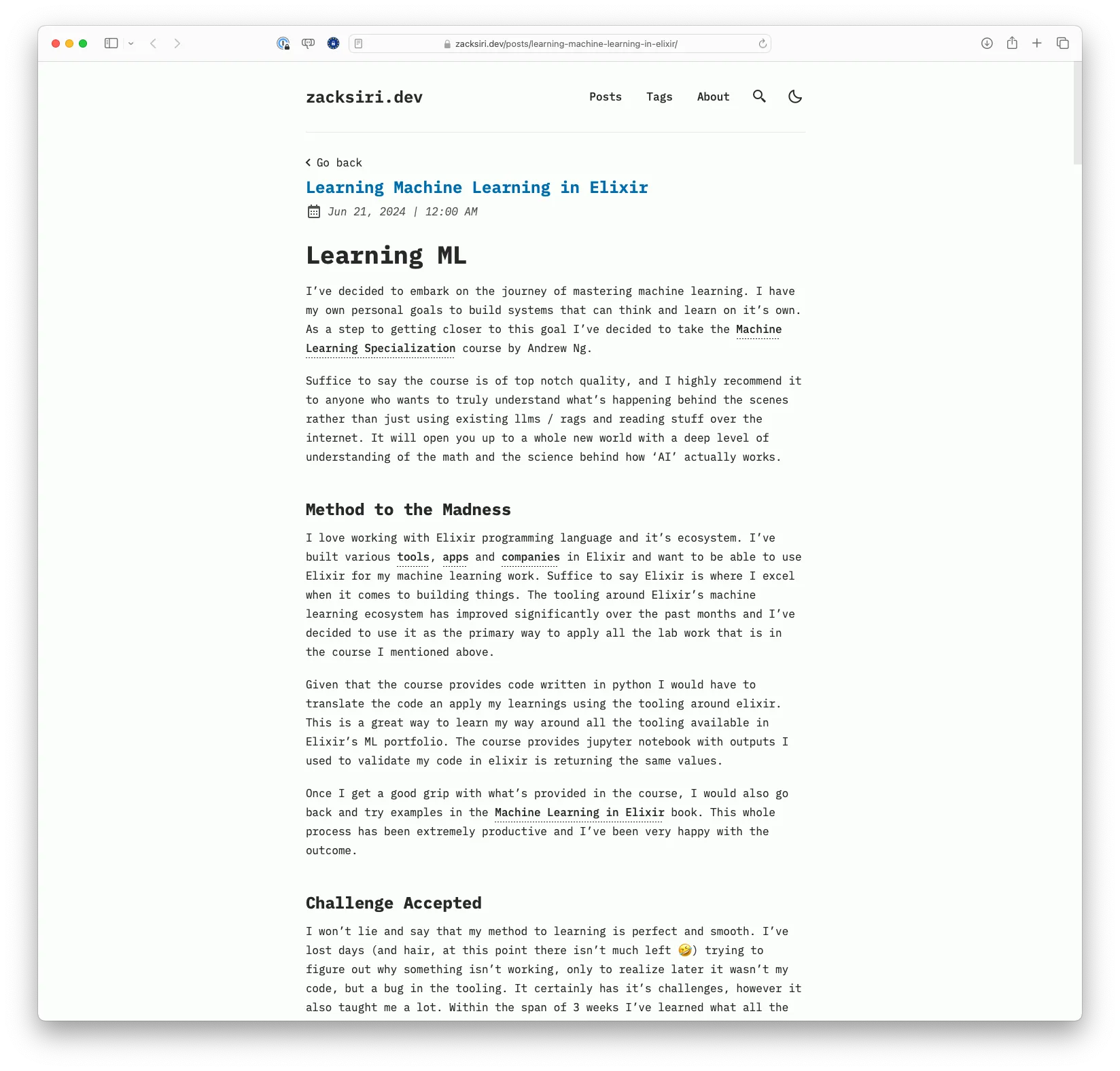 Learning Machine Learning in Elixir