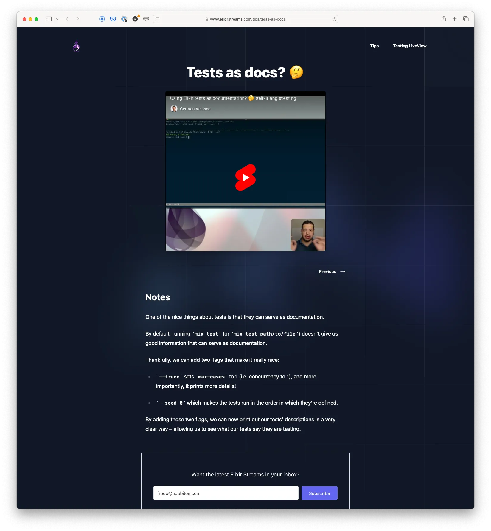 Tests as Documentation in Elixir