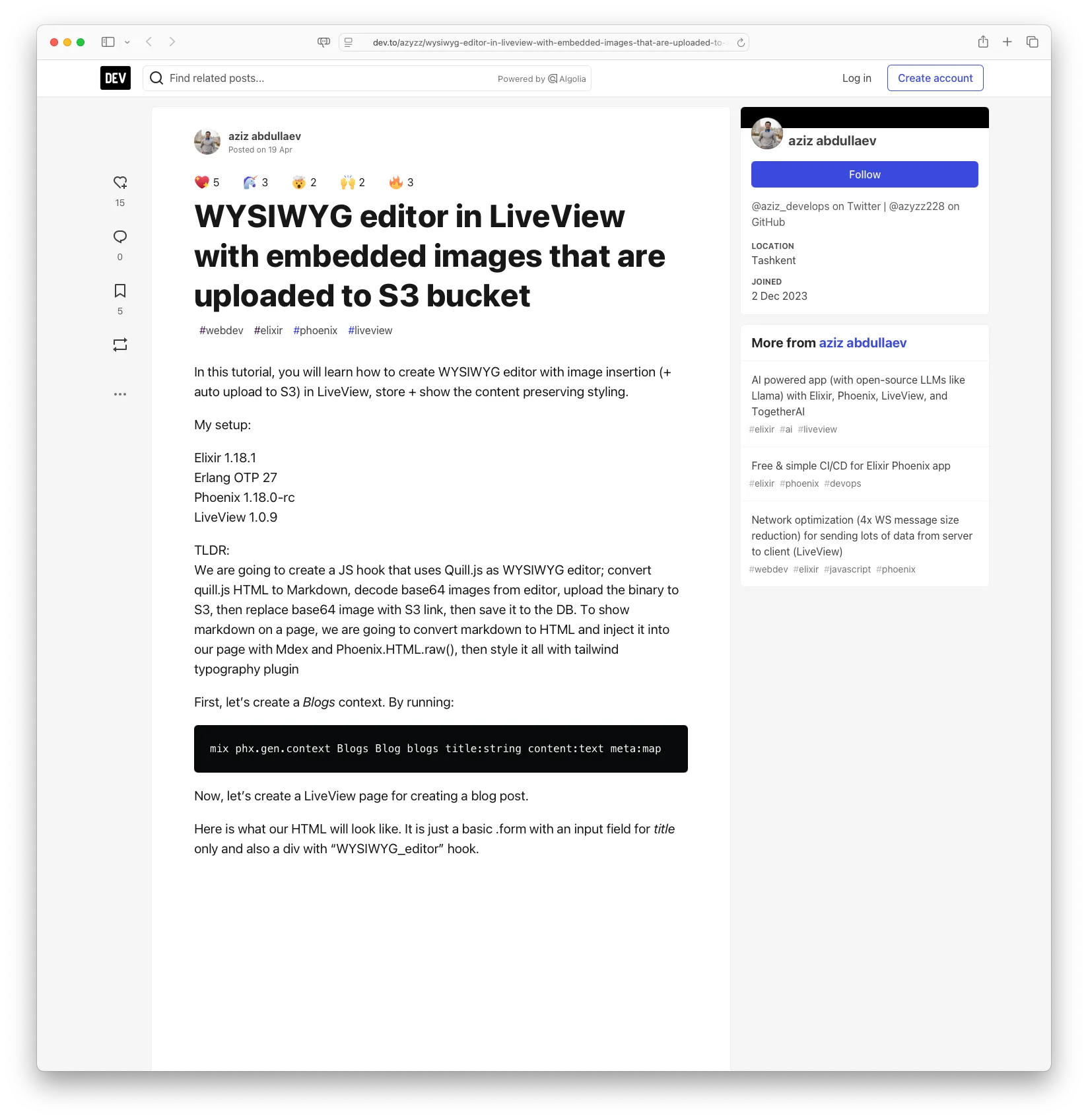 WYSIWYG editor in LiveView with embedded images that are uploaded to S3 bucket