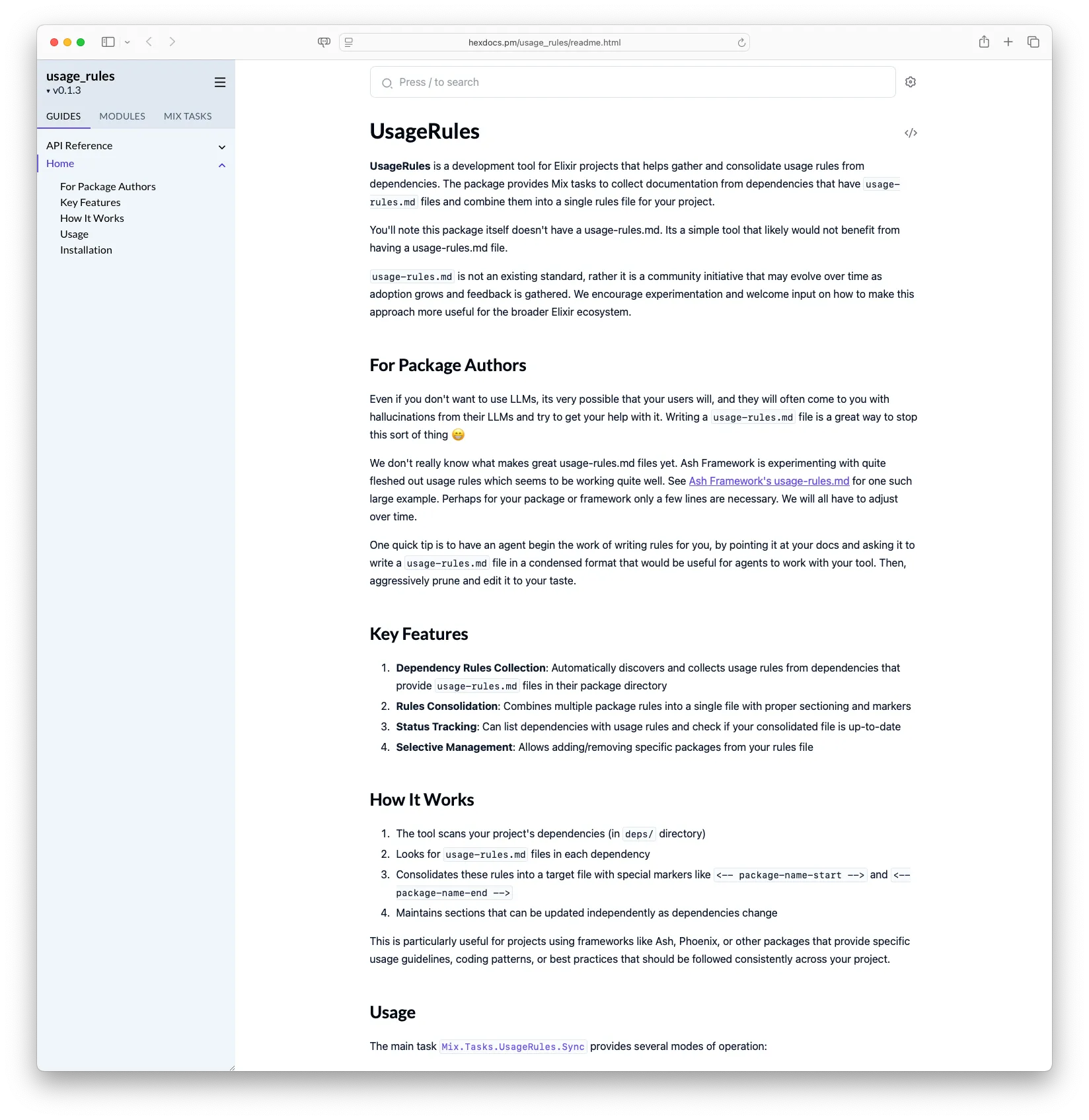 UsageRules: A Development Tool for Elixir Projects
