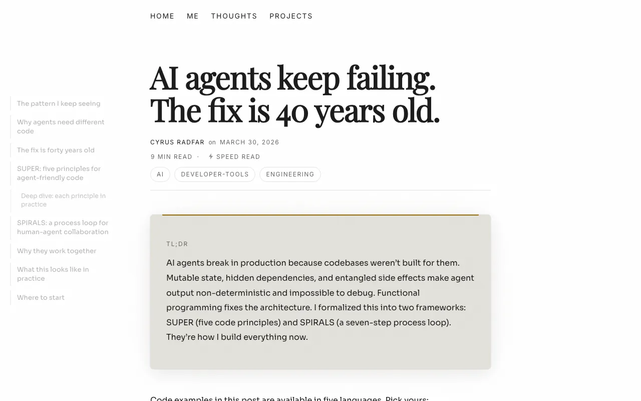 AI agents keep failing. The fix is 40 years old. — Cyrus Radfar