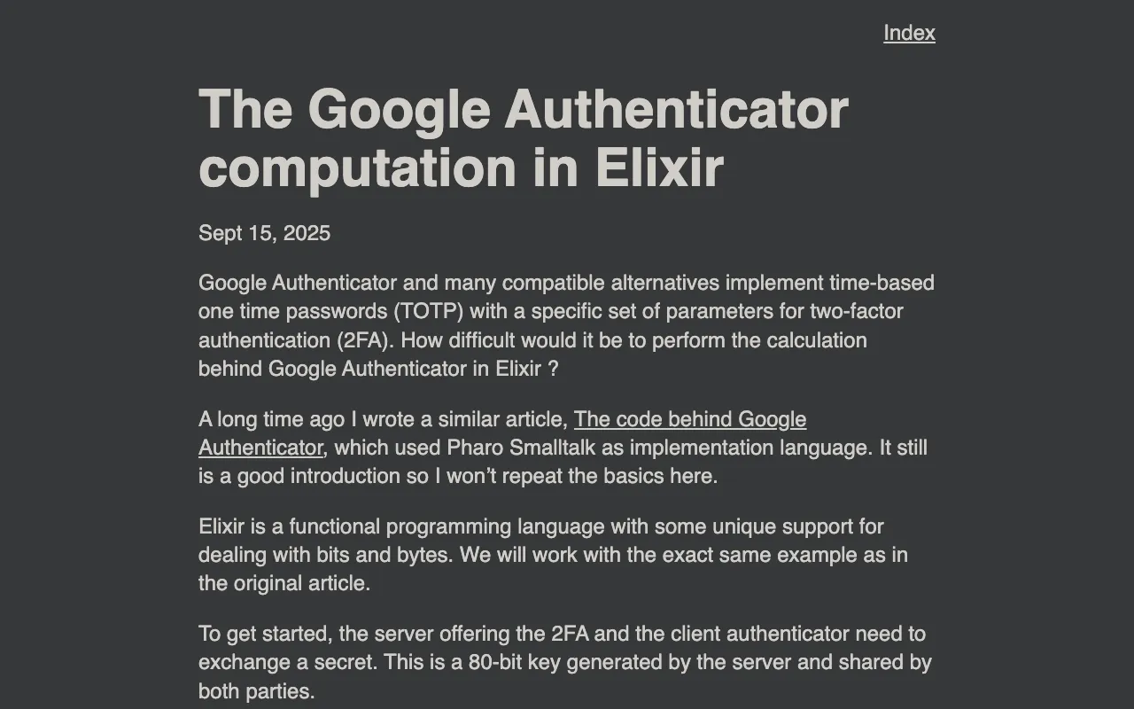 The Google Authenticator computation in Elixir