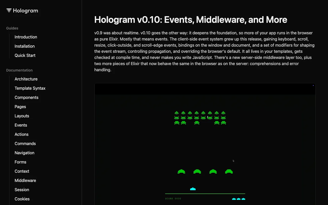 Hologram v0.10: Events, Middleware, and More