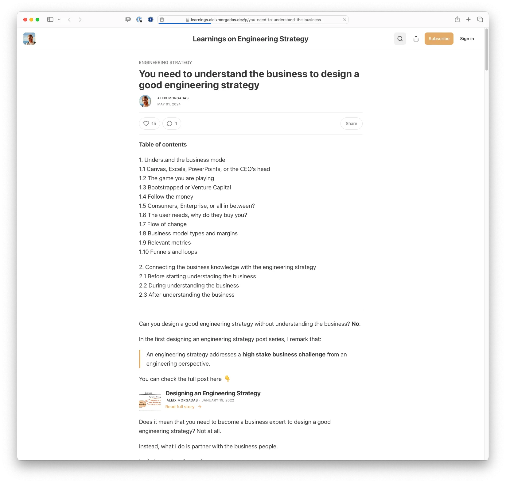 You need to understand the business to design a good engineering strategy