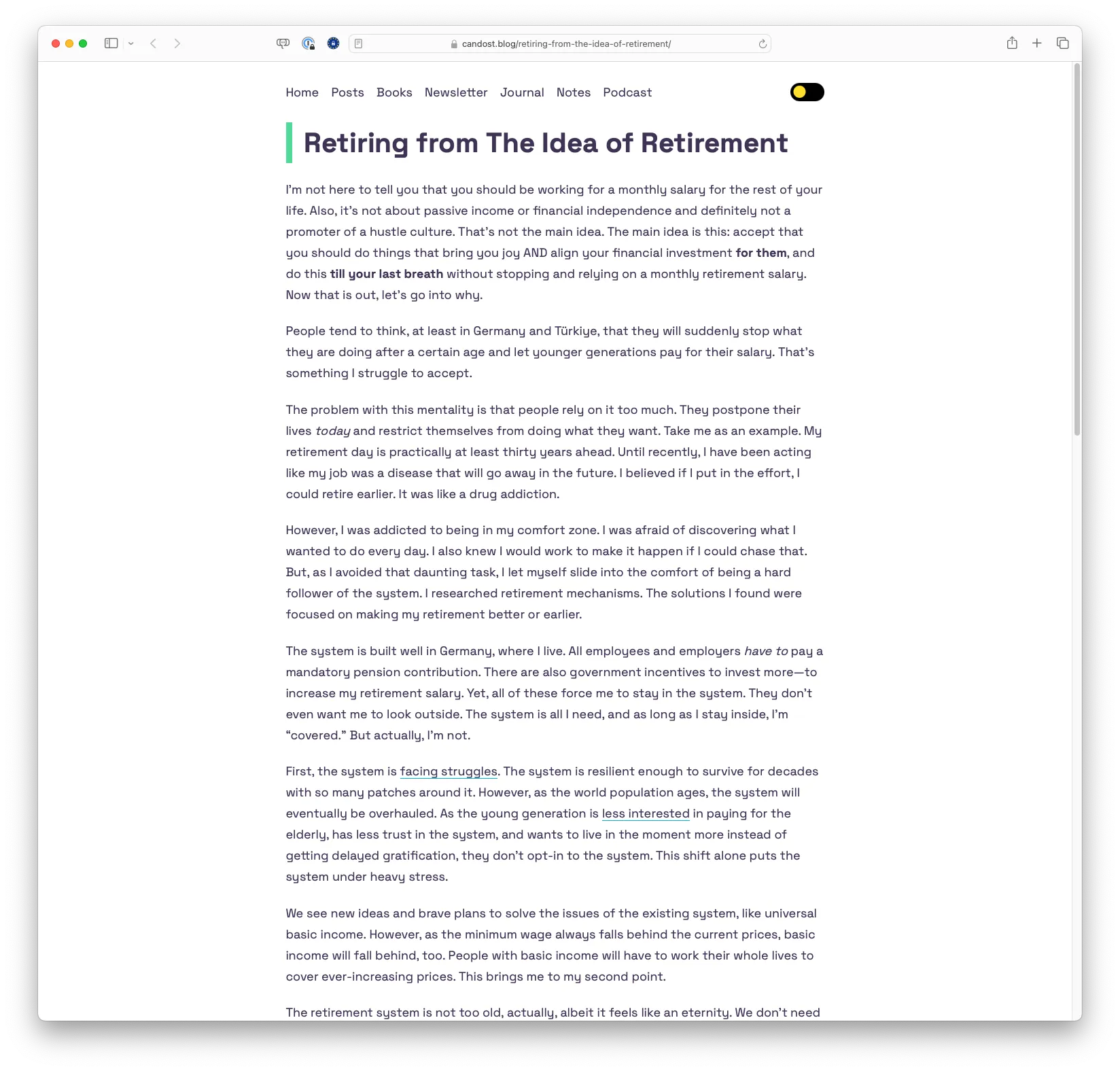 Retiring from The Idea of Retirement