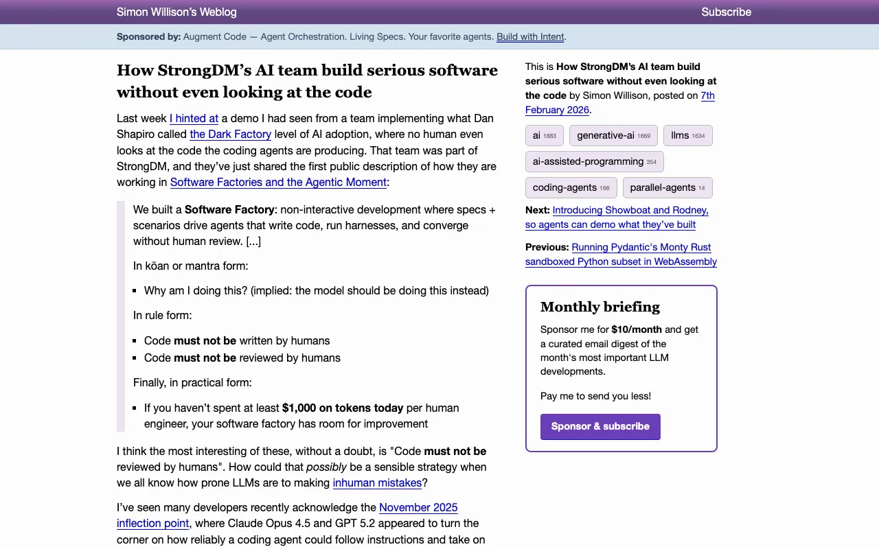 How StrongDM’s AI team build serious software without even looking at the code