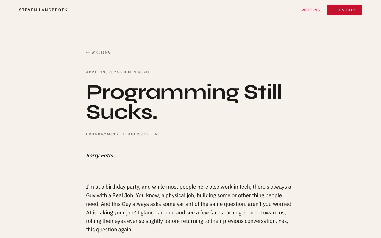 Programming Still Sucks. — Writing