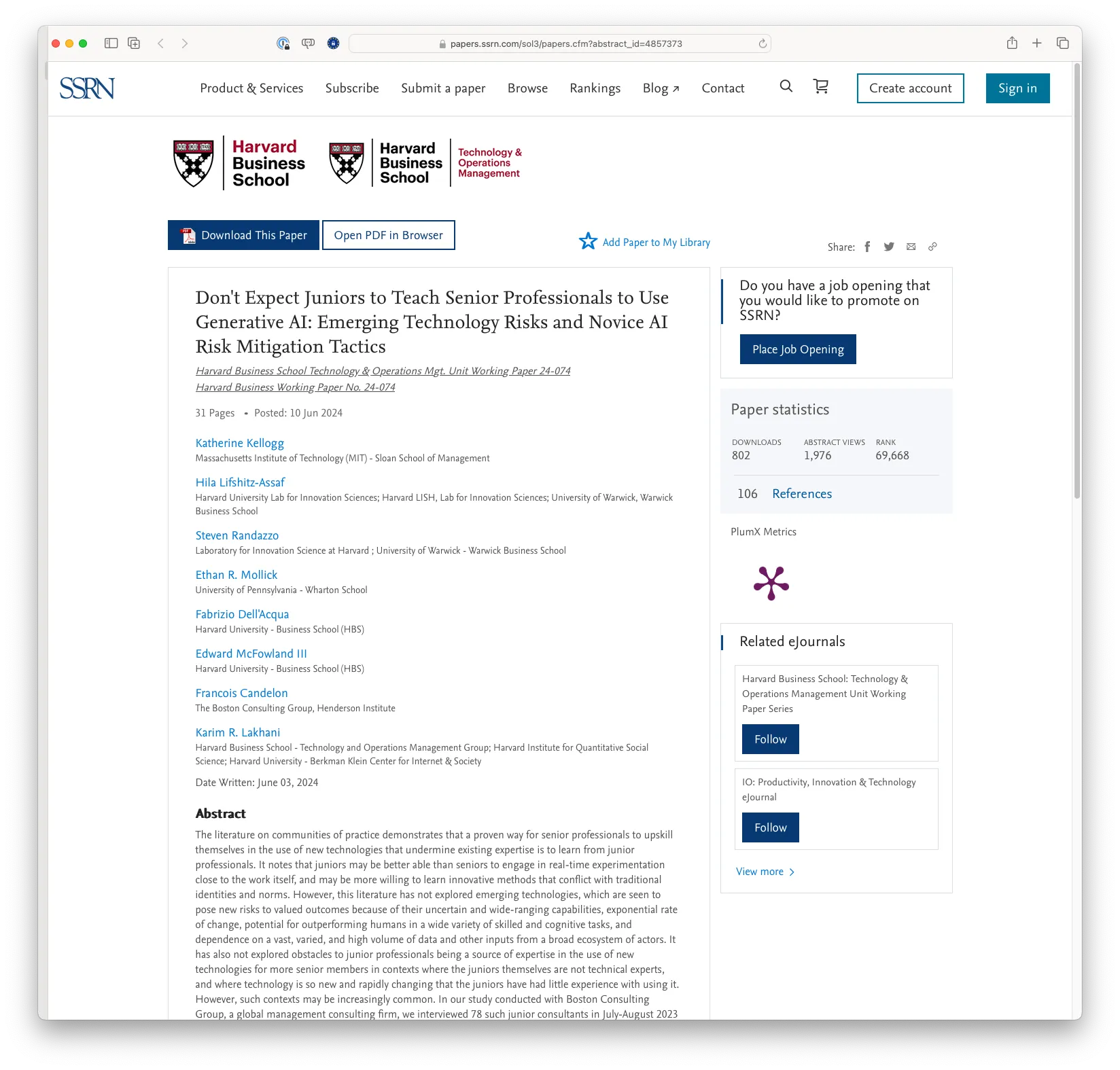 Don't Expect Juniors to Teach Senior Professionals to Use Generative AI: Emerging Technology Risks and Novice AI Risk Mitigation Tactics