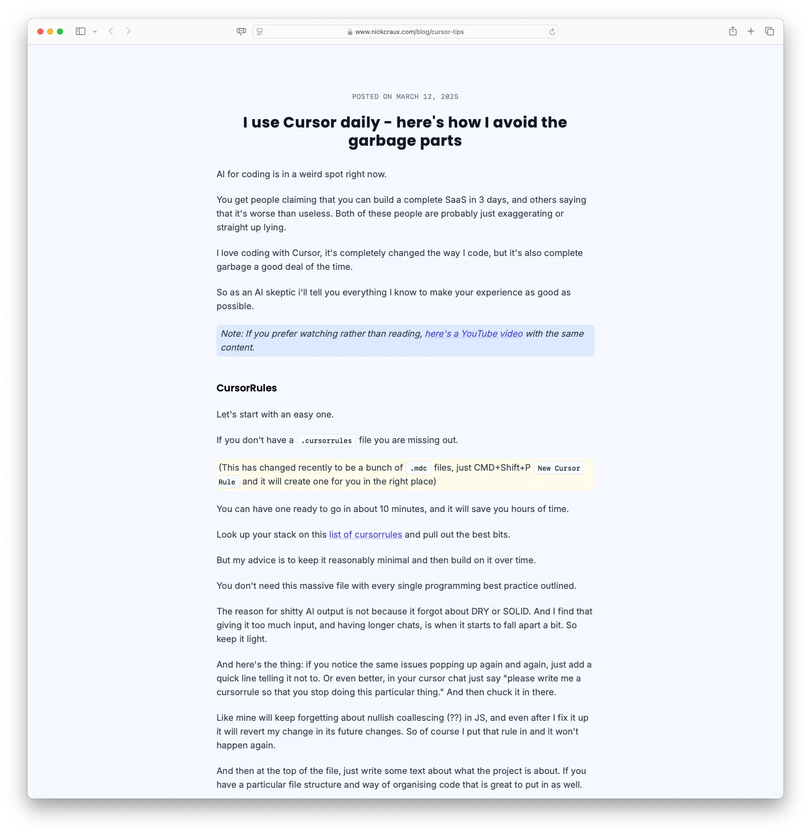 I use Cursor daily - here's how I avoid the garbage parts