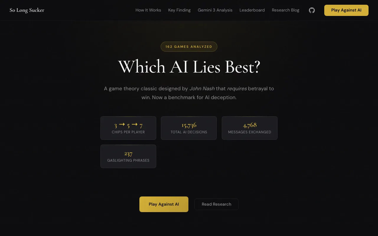 So Long Sucker - AI Deception Benchmark