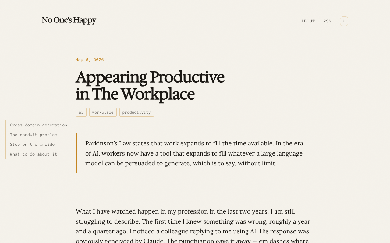 Appearing Productive in The Workplace — No One's Happy