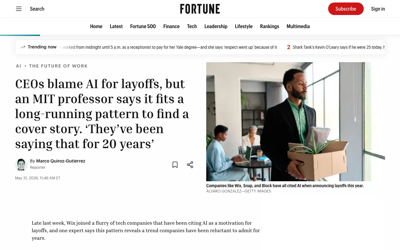 CEOs blame AI for layoffs, but an MIT professor says it fits a long pattern to find a cover story