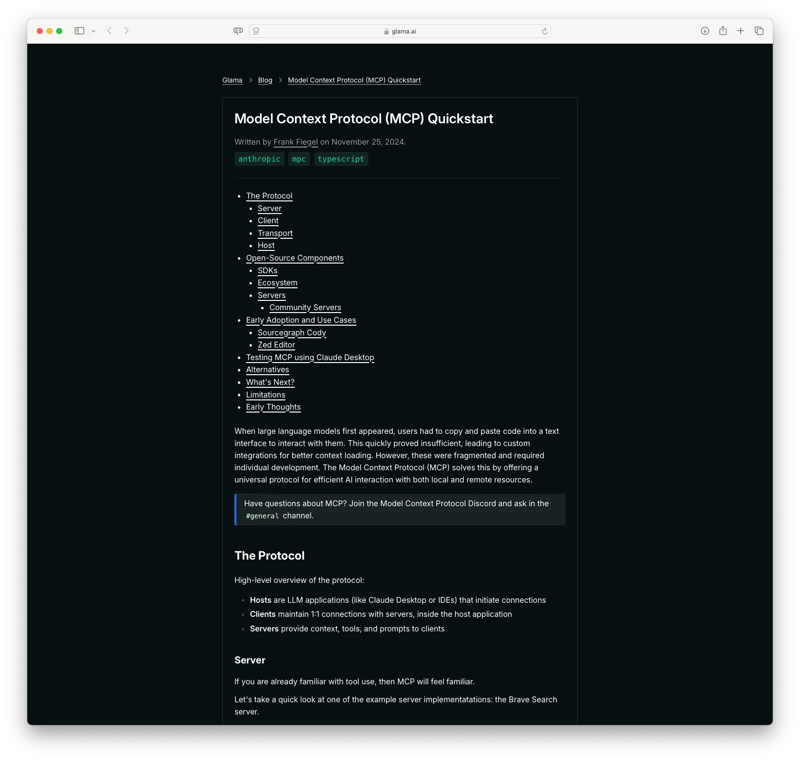 Model Context Protocol (MCP) Quickstart
