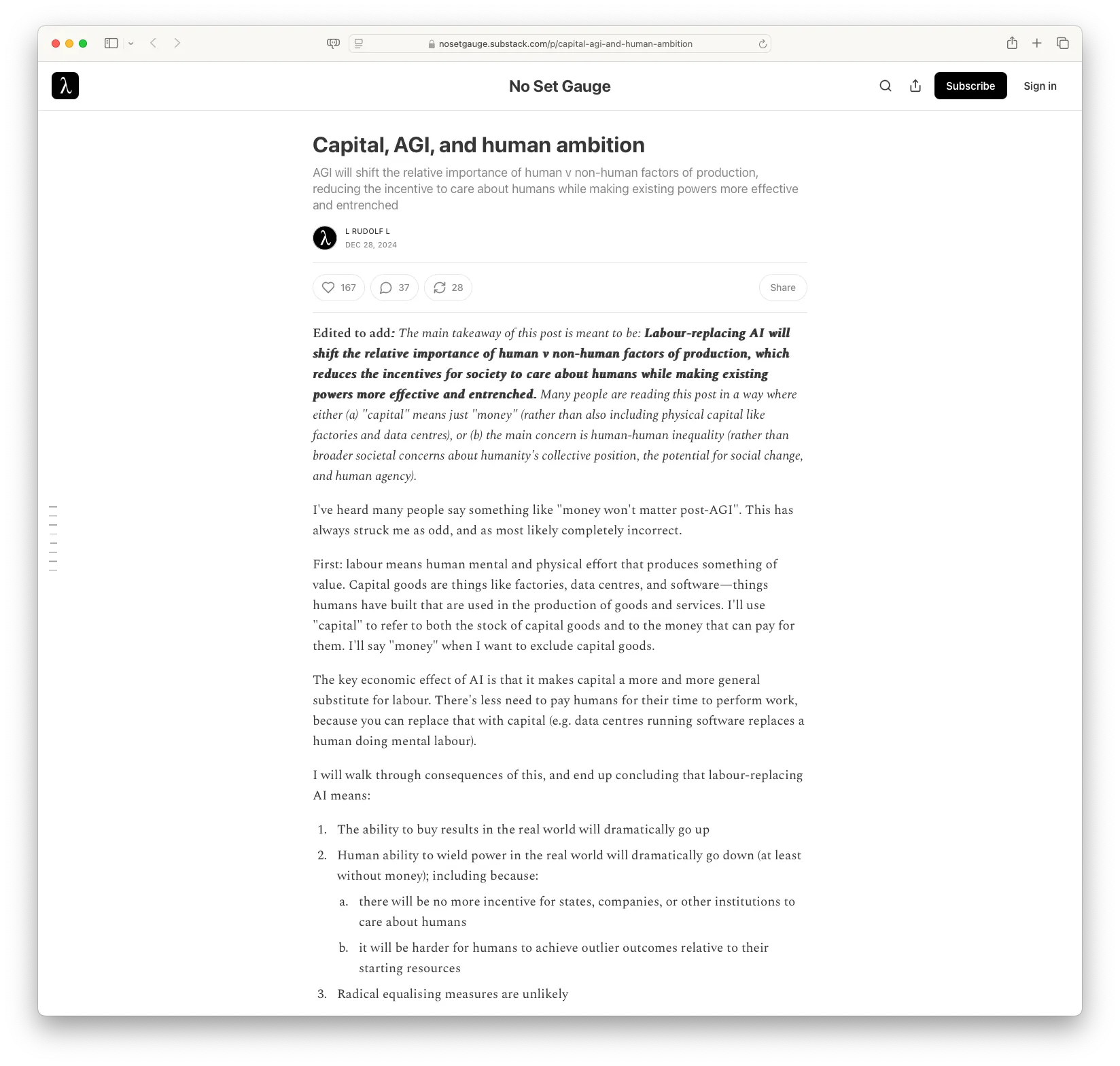 Capital, AGI, and Human Ambition