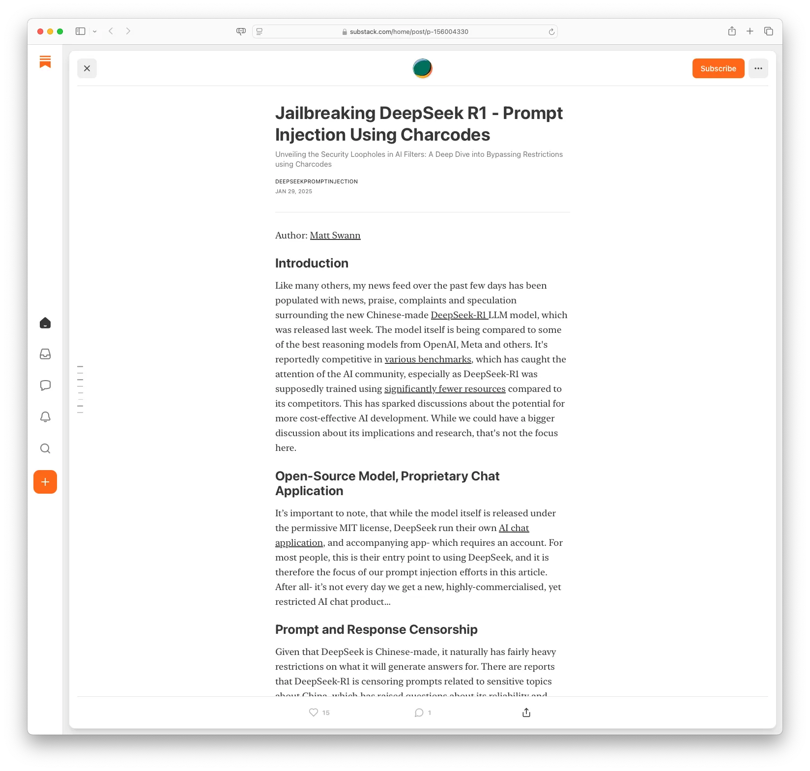 Jailbreaking DeepSeek R1 - Prompt Injection Using Charcodes