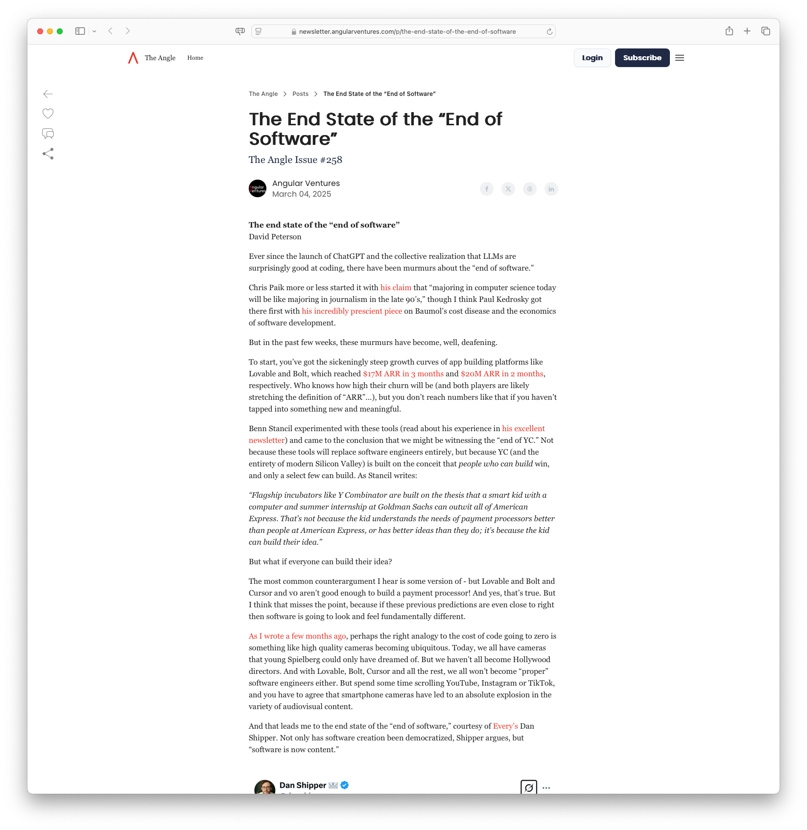 The End State of the 