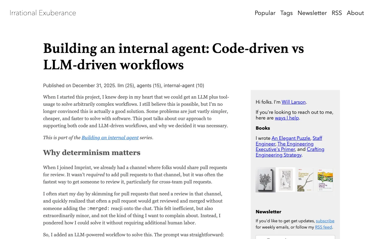 Building an internal agent: Code-driven vs LLM-driven workflows