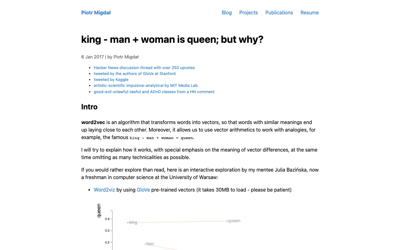 king - man + woman is queen; but why?