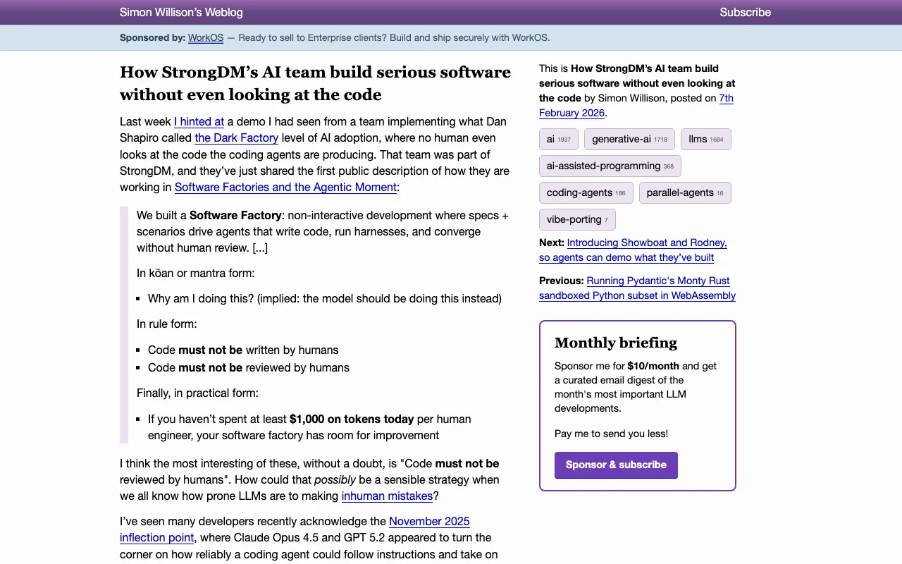 How StrongDM’s AI team build serious software without even looking at the code