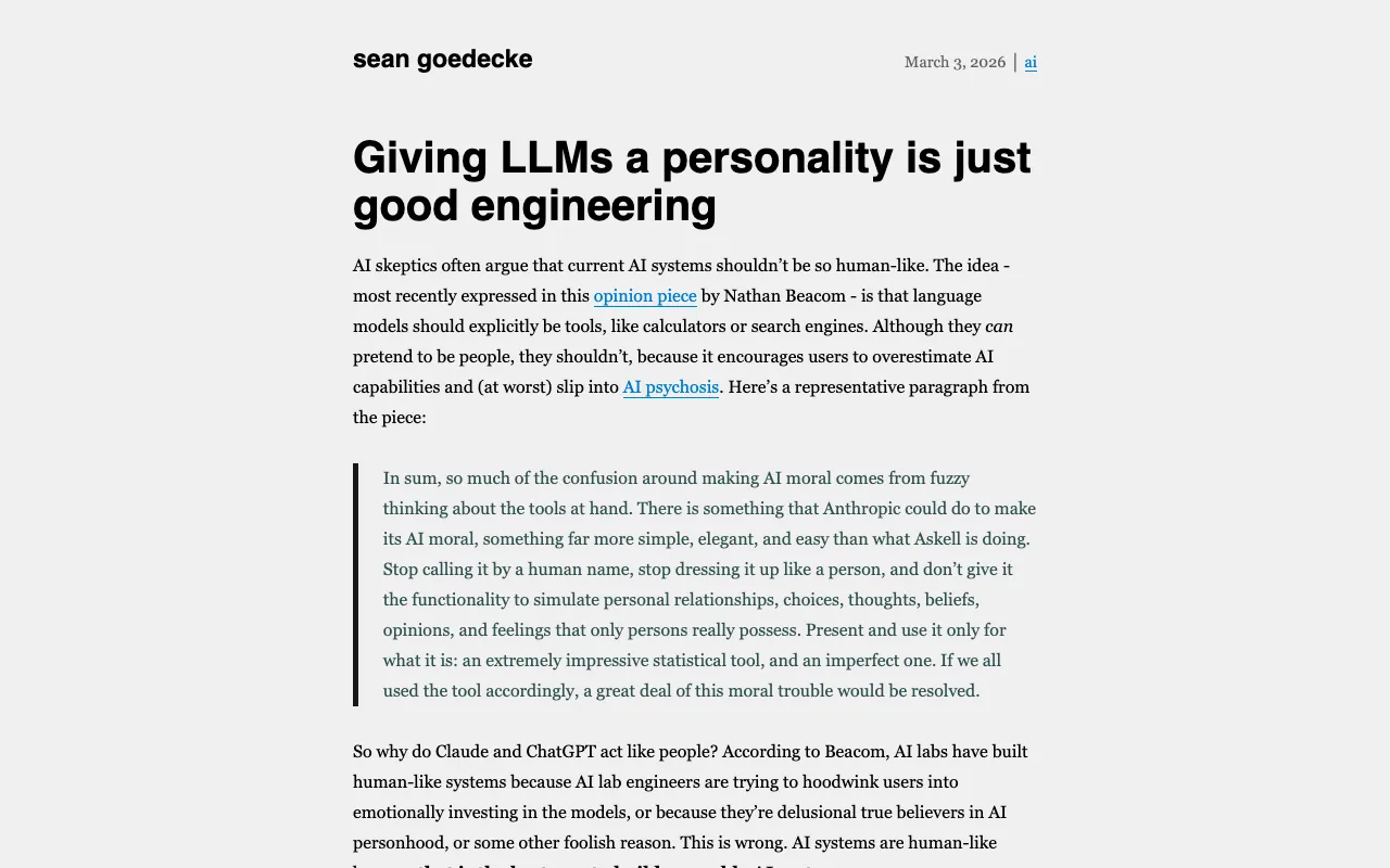 Giving LLMs a personality is just good engineering