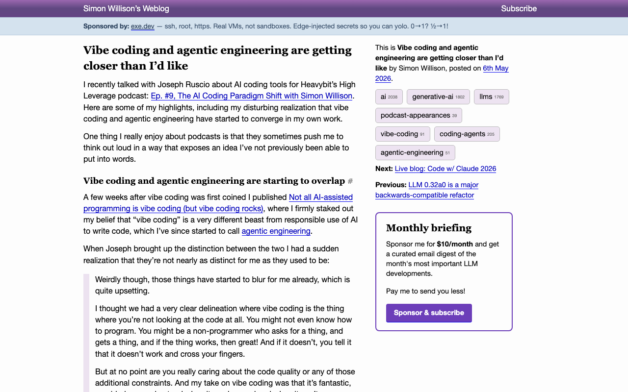 Vibe coding and agentic engineering are getting closer than I’d like